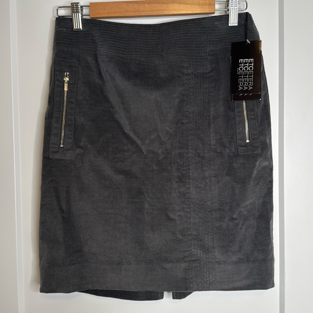 NWT Etcetera Pewter Velvet Pencil Skirt -‎ 4